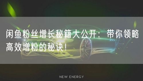 闲鱼粉丝增长秘籍大公开：带你领略高效增粉的秘诀！