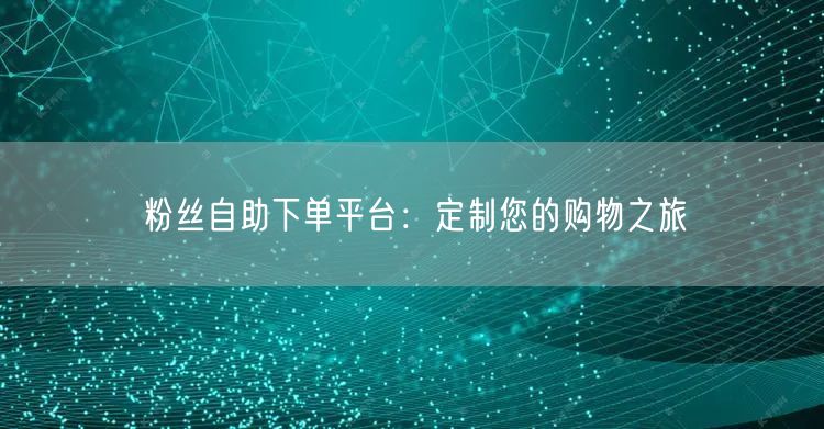 粉丝自助下单平台：定制您的购物之旅