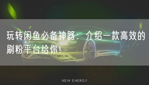 玩转闲鱼必备神器：介绍一款高效的刷粉平台