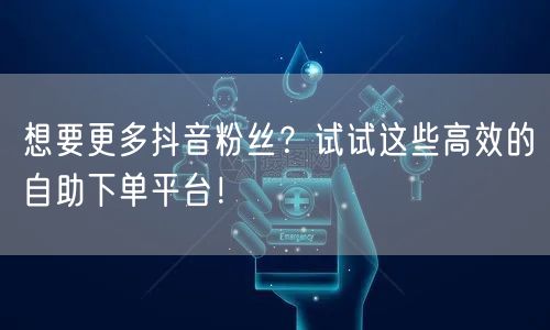 想要更多抖音粉丝？试试这些高效的自助下单
