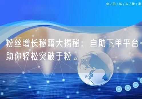 粉丝增长秘籍大揭秘：自助下单平台助你轻松突破千粉。