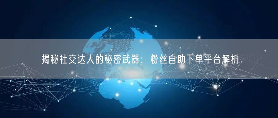揭秘社交达人的秘密武器：粉丝自助下单平台