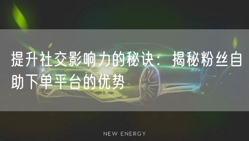 提升社交影响力的秘诀：揭秘粉丝自助下单平