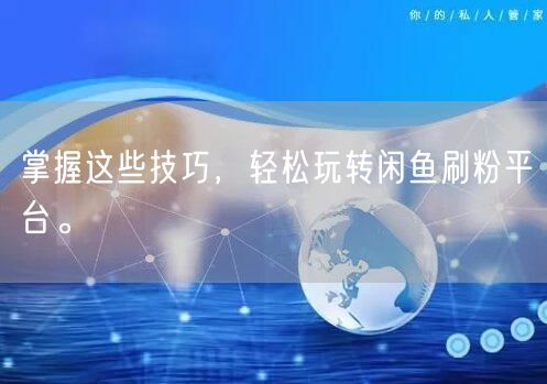 掌握这些技巧，轻松玩转闲鱼刷粉平台。