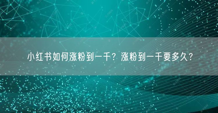 小红书如何涨粉到一千？涨粉到一千要多久？