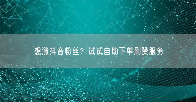 想涨抖音粉丝？试试自助下单刷赞服务
