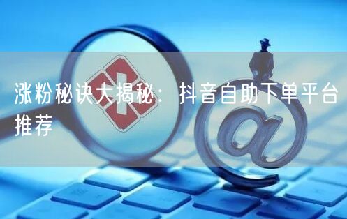 涨粉秘诀大揭秘：抖音自助下单平台推荐