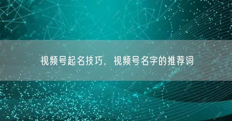 视频号起名技巧，视频号名字的推荐词