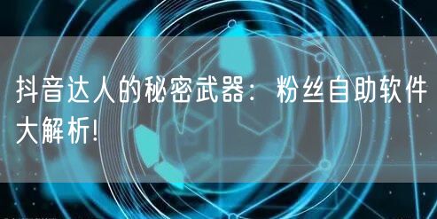 抖音达人的秘密武器：粉丝自助软件大解析!
