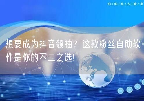 想要成为抖音领袖？这款粉丝自助软件是你的不二之选!