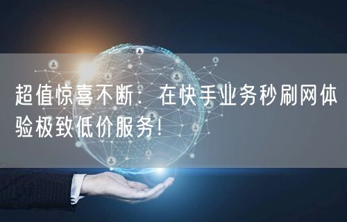 超值惊喜不断：在快手业务秒刷网体验极致低价服务！