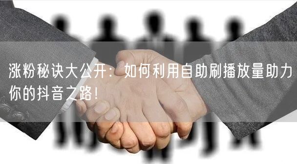 涨粉秘诀大公开：如何利用自助刷播放量助力你的抖音之路！