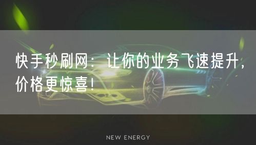 快手秒刷网：让你的业务飞速提升，价格更惊喜！