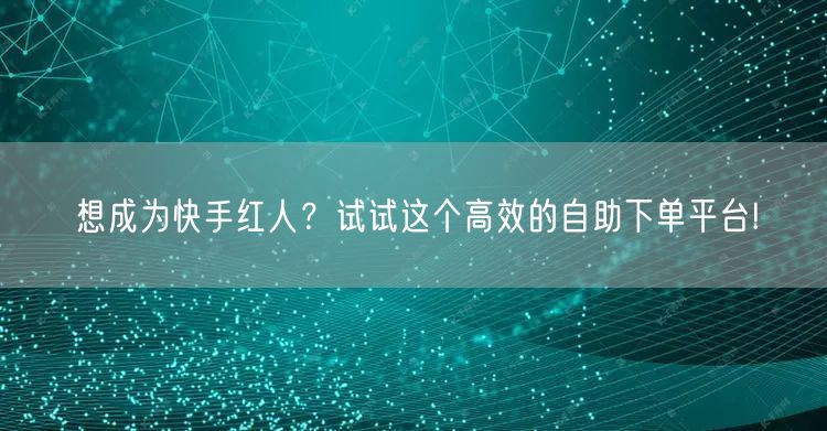 想成为快手红人？试试这个高效的自助下单平