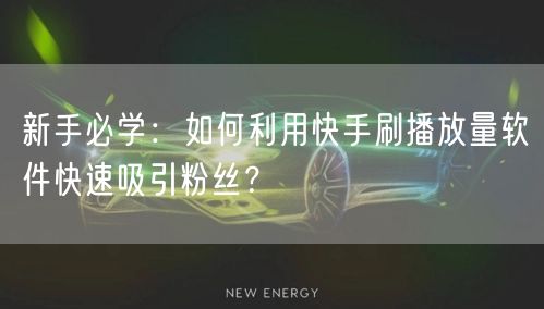 新手必学：如何利用快手刷播放量软件快速吸引粉丝？
