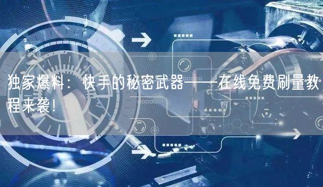 独家爆料：快手的秘密武器——在线免费刷量