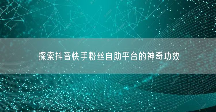 探索抖音快手粉丝自助平台的神奇功效