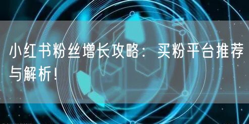 小红书粉丝增长攻略：买粉平台推荐与解析！