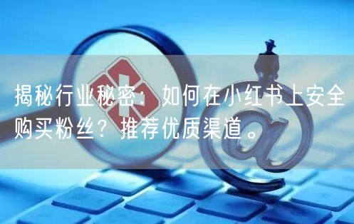 揭秘行业秘密：如何在小红书上安全购买粉丝？推荐优质渠道。