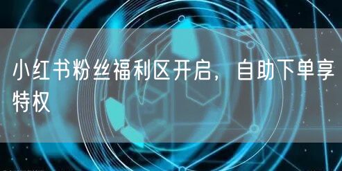 小红书粉丝福利区开启，自助下单享特权
