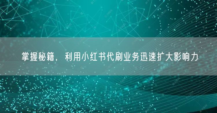 掌握秘籍，利用小红书代刷业务迅速扩大影响
