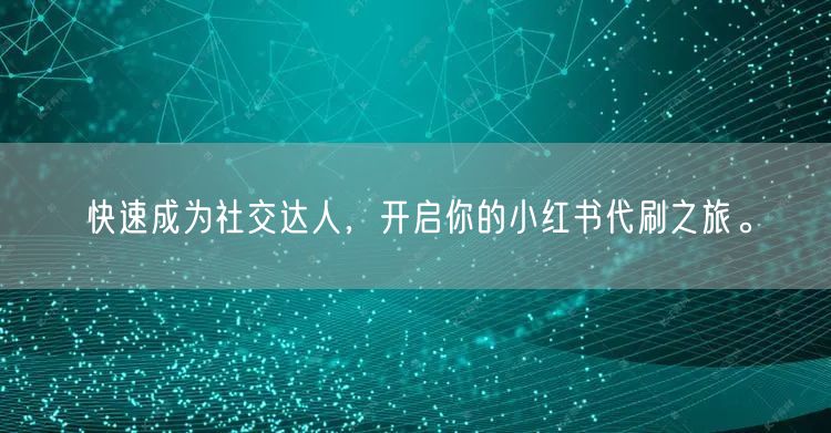 快速成为社交达人，开启你的小红书代刷之旅