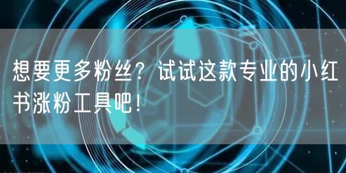 想要更多粉丝？试试这款专业的小红书涨粉工