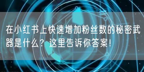 在小红书上快速增加粉丝数的秘密武器是什么？这里告诉你答案！