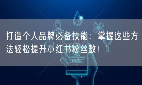 打造个人品牌必备技能：掌握这些方法轻松提升小红书粉丝数！