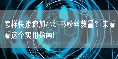 怎样快速增加小红书粉丝数量？来看看这个实用指南!