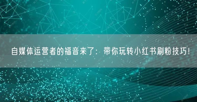 自媒体运营者的福音来了：带你玩转小红书刷