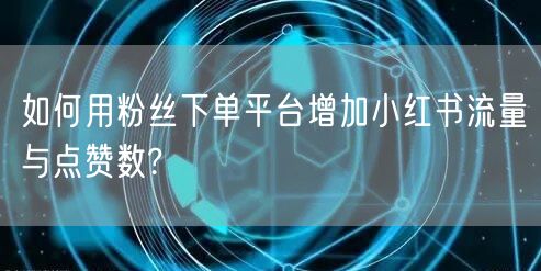 如何用粉丝下单平台增加小红书流量与点赞数?