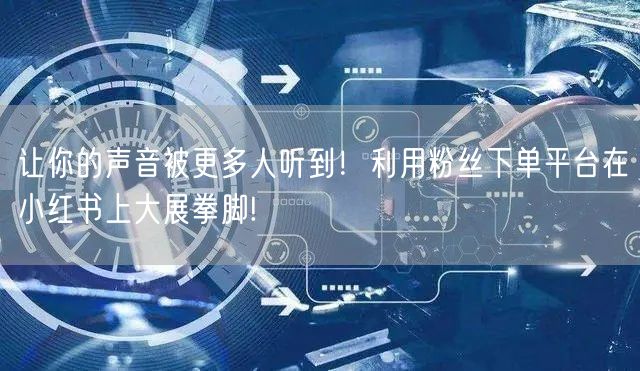 让你的声音被更多人听到！利用粉丝下单平台在小红书上大展拳脚!