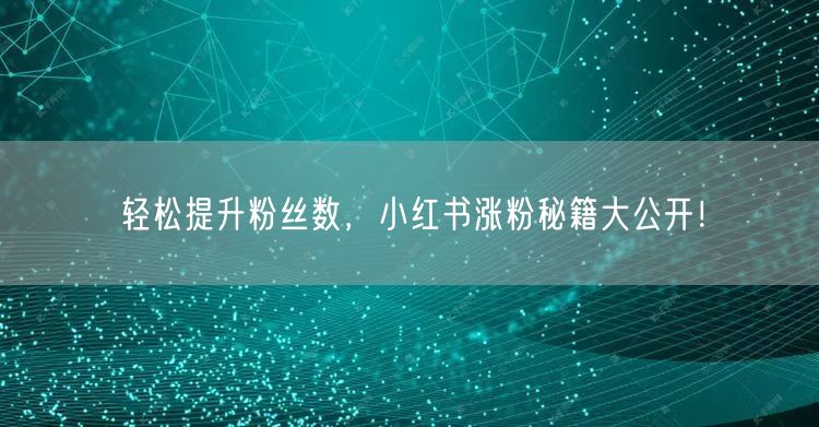 轻松提升粉丝数，小红书涨粉秘籍大公开！