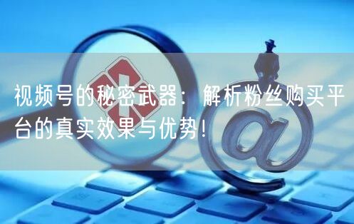 视频号的秘密武器：解析粉丝购买平台的真实效果与优势！