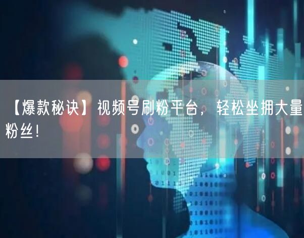 【爆款秘诀】视频号刷粉平台，轻松坐拥大量