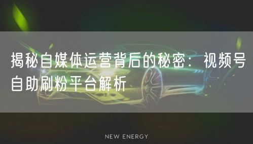 揭秘自媒体运营背后的秘密：视频号自助刷粉