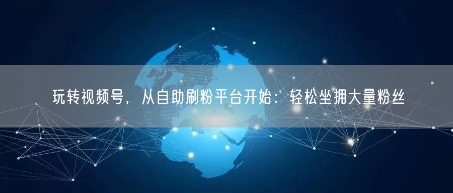 玩转视频号，从自助刷粉平台开始：轻松坐拥大量粉丝