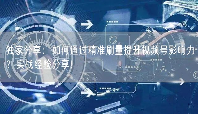 独家分享：如何通过精准刷量提升视频号影响力？实战经验分享！