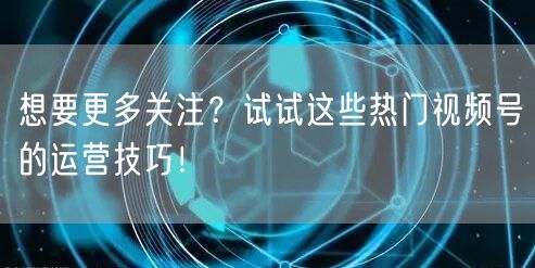 想要更多关注？试试这些热门视频号的运营技