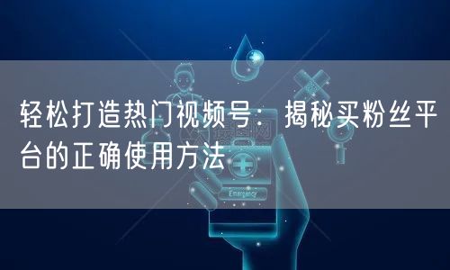 轻松打造热门视频号：揭秘买粉丝平台的正确使用方法