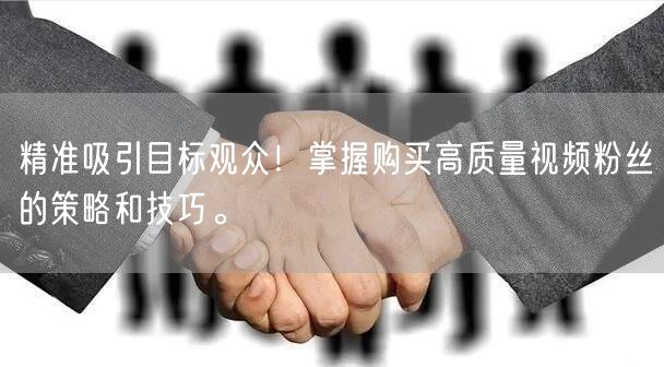 精准吸引目标观众！掌握购买高质量视频粉丝的策略和技巧。