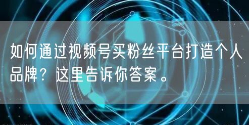 如何通过视频号买粉丝平台打造个人品牌？这
