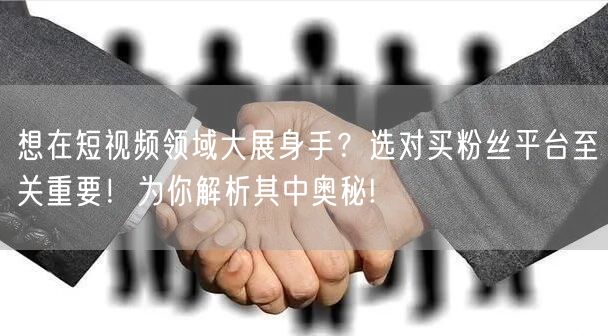 想在短视频领域大展身手？选对买粉丝平台至关重要！为你解析其中奥秘!