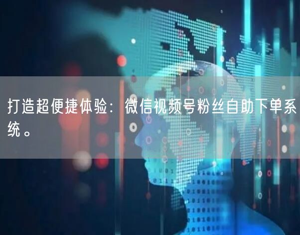 打造超便捷体验：微信视频号粉丝自助下单系统。