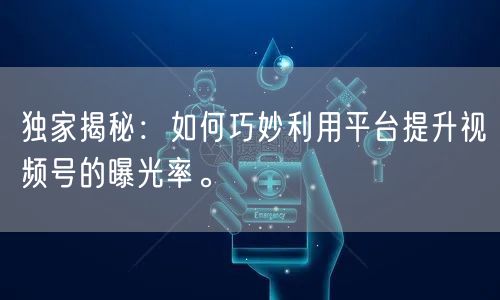 独家揭秘：如何巧妙利用平台提升视频号的曝光率。