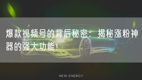 爆款视频号的背后秘密：揭秘涨粉神器的强大