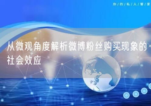 从微观角度解析微博粉丝购买现象的社会效应