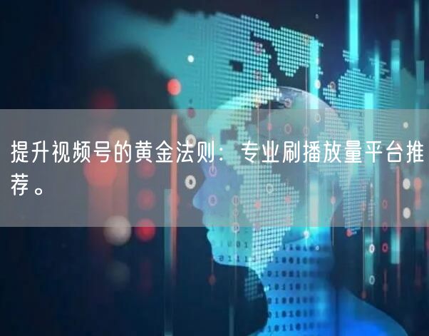提升视频号的黄金法则：专业刷播放量平台推