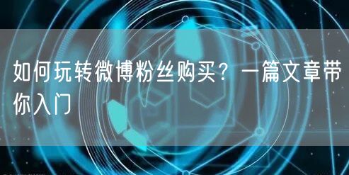 如何玩转微博粉丝购买？一篇文章带你入门